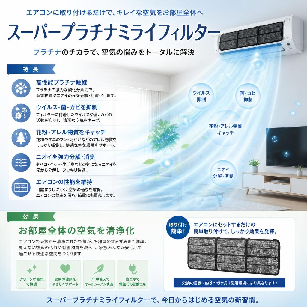 空気清浄機としてのスーパープラチナミライフィルター