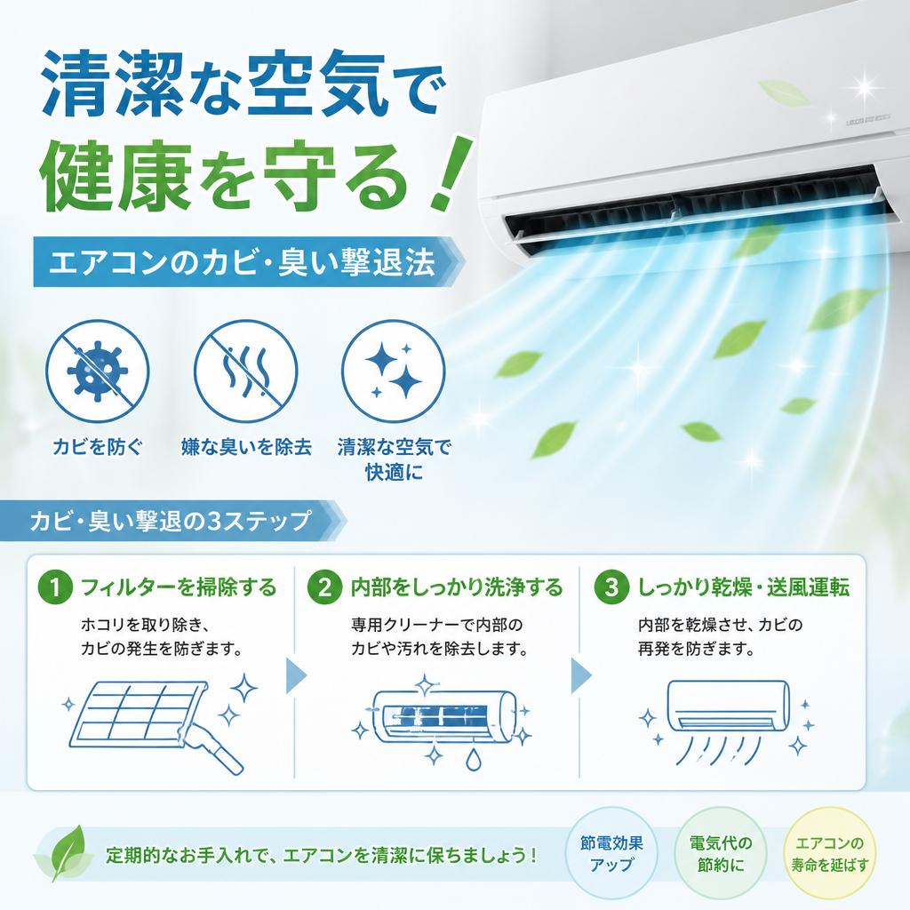 エアコンのカビ臭を簡単設置アイテムで対策！