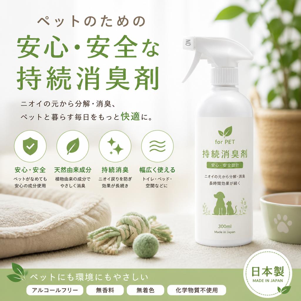 ペットのための安心・安全な持続消臭剤